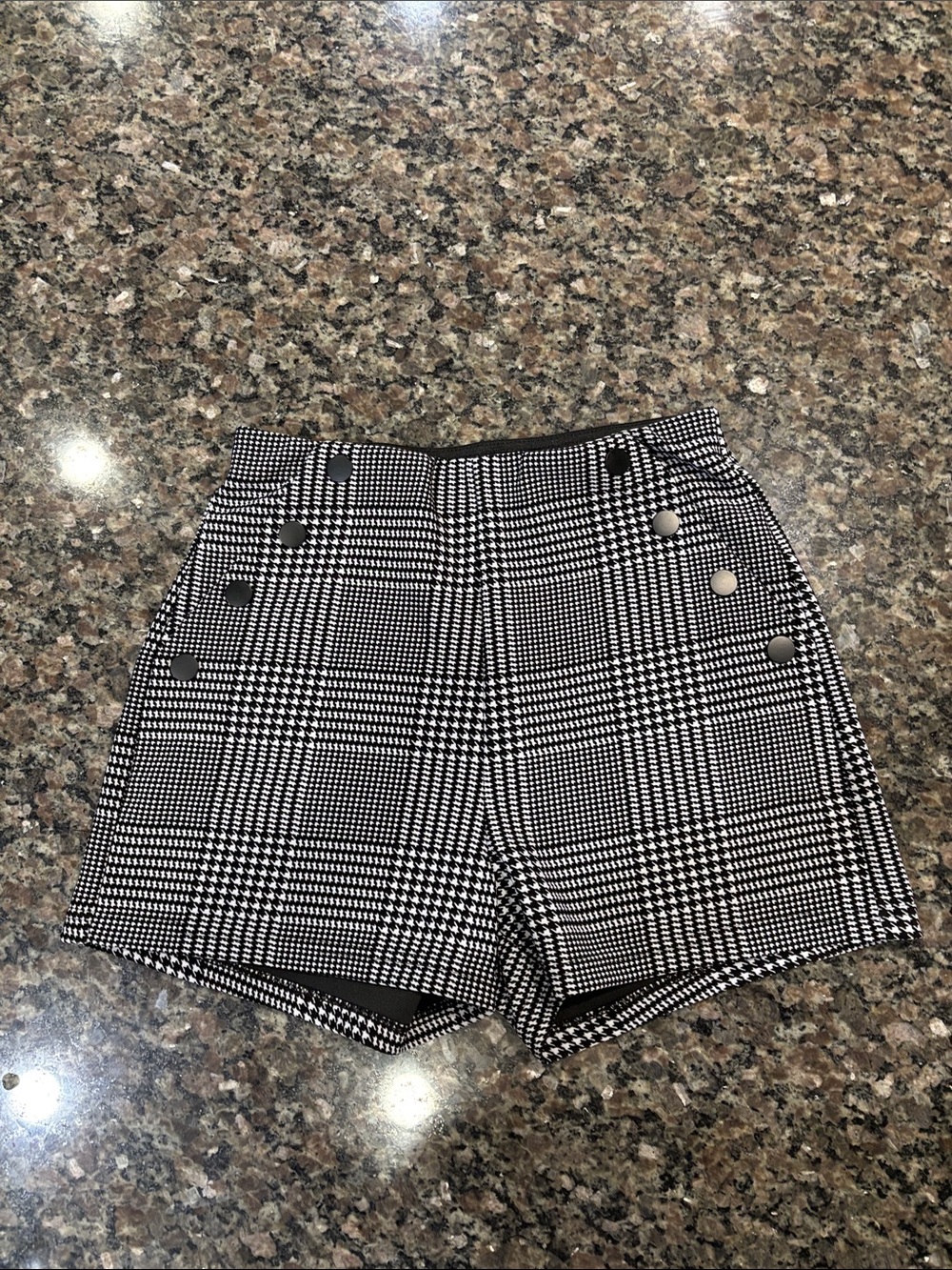 Free Haven Women's Sailor Shorts Houndstooth S High Rise Pockets Button
